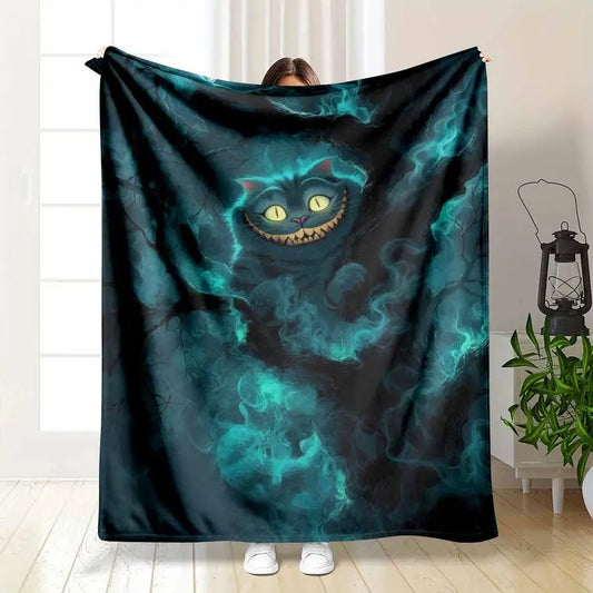Mystical Glowing Forest Cat Flannel Throw Blanket - Soft Breathable Lightweight Textile