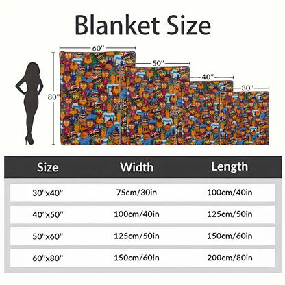 Colorful Cartoon Flannel Blanket Soft Lightweight Throw for Home & Travel - image 4