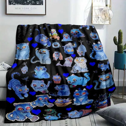 Whimsical Blue Cheshire Cat Flannel Blanket - Ultra Soft Lightweight Bed Throw - image 2