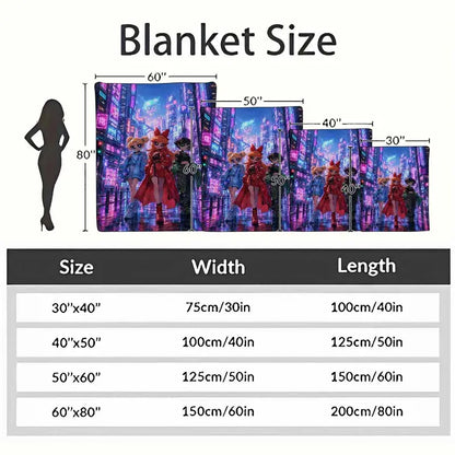 Cyberpunk City Flannel Blanket Soft Cozy Throw - image 4