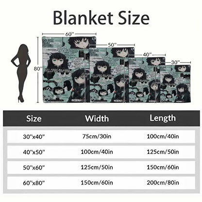 Demon Slayer Muichiro Tokito Flannel Cozy Blanket - Soft Fleece Throw with Grunge Collage Art - image 4