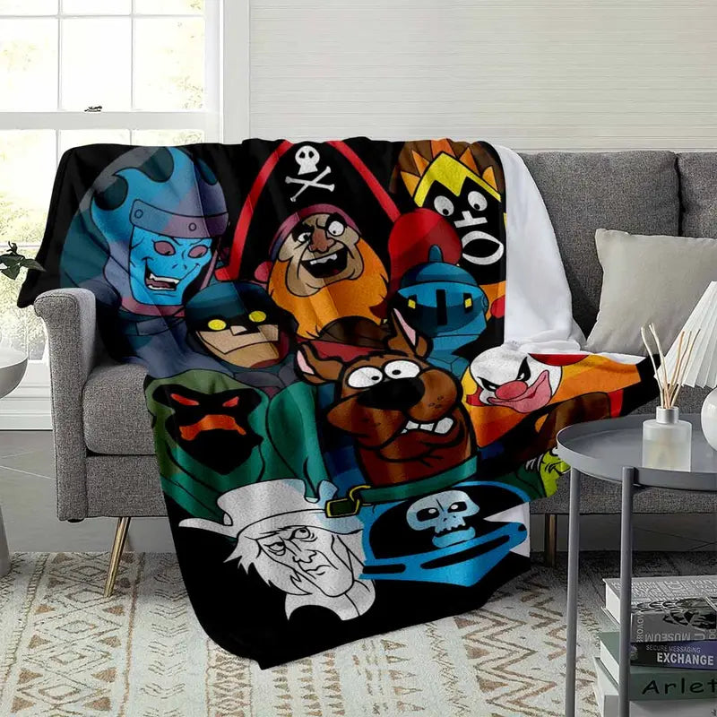 Retro Mystery Villains Flannel Blanket Cartoon Monster Mask Print Soft Warm Lightweight Cozy Throw for Sofa Bed Lounge - image 3