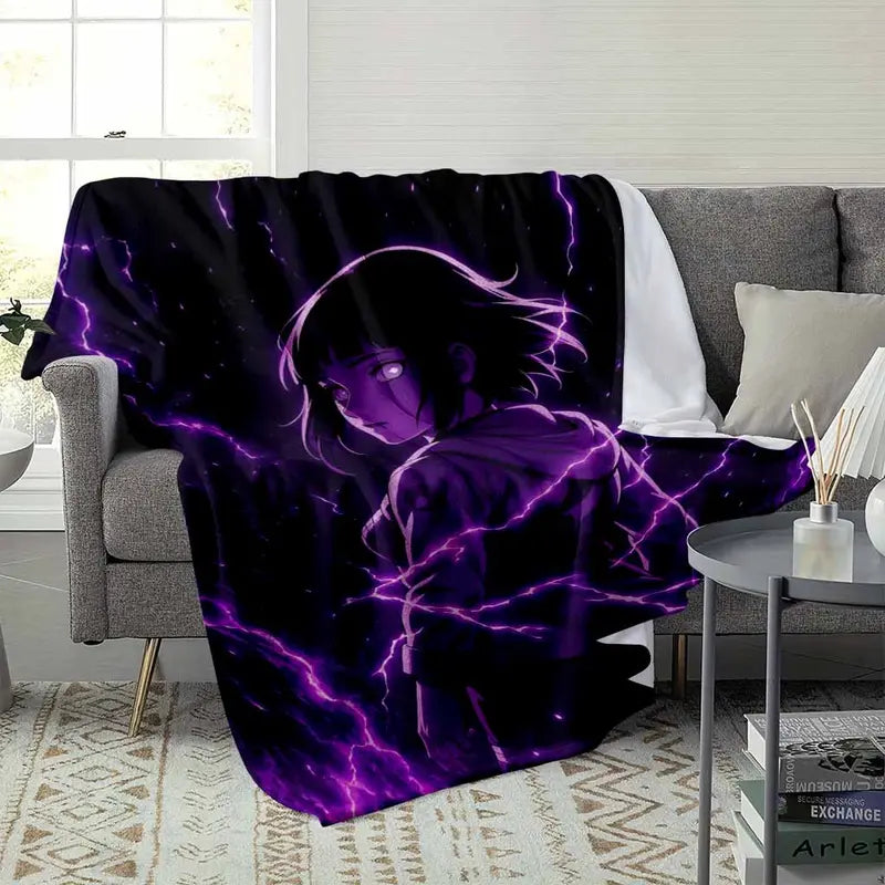 Anime Warrior Ninja Floor Mat Purple Lightning Energy Print Flannel 60×80 - image 3