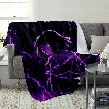 Anime Warrior Ninja Floor Mat Purple Lightning Energy Print Flannel 60×80 - image 3