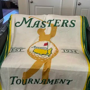Masters Tournament Augusta Flannel Blanket, Green/Yellow - image 7
