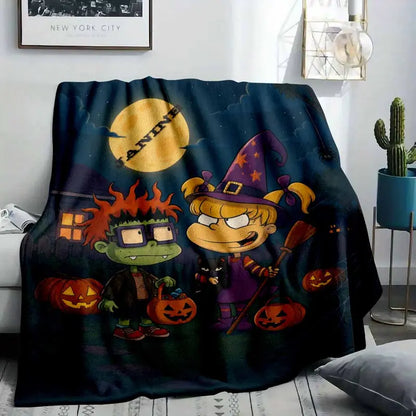 Halloween Flannel Throw Blanket, Moonlit Witch Print - image 2