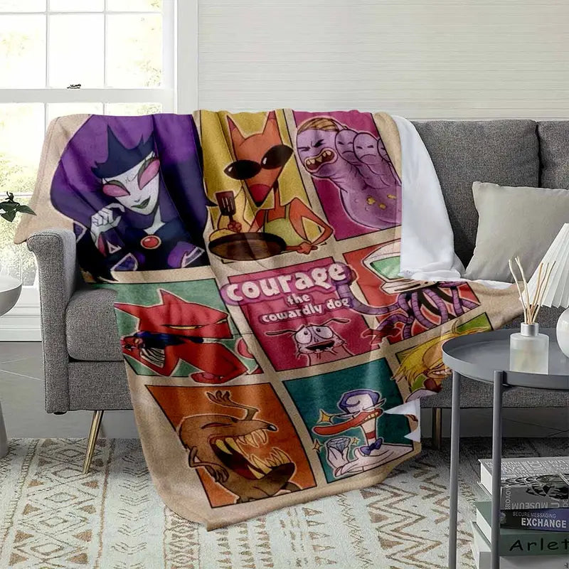 Retro Cartoon Panel Flannel Blanket - Soft Warm Cozy Throw for Living Room - image 3