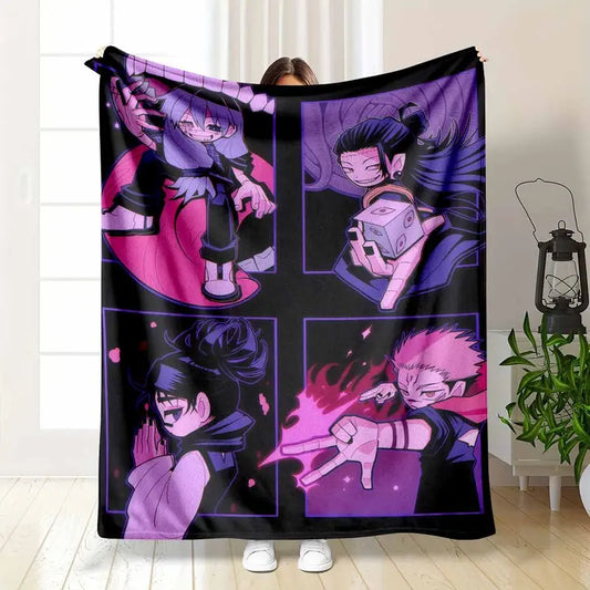 Anime Style Flannel Blanket White Hair Man, Soft Throw