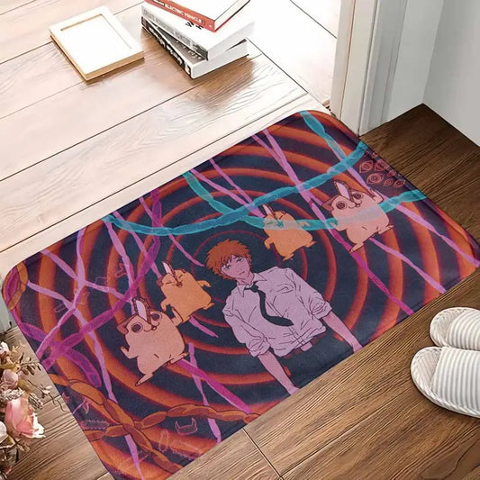 Anime Style Area Rug - Surreal Character Design Home Decor Mat with Anti-Slip Base