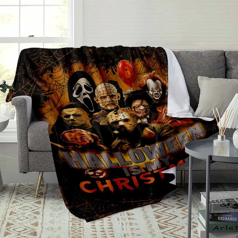 Classic Horror Movie Characters Flannel Blanket Halloween Throw Cozy Lightweight Warm Bedding - image 3