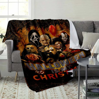Classic Horror Movie Characters Flannel Blanket Halloween Throw Cozy Lightweight Warm Bedding - image 3