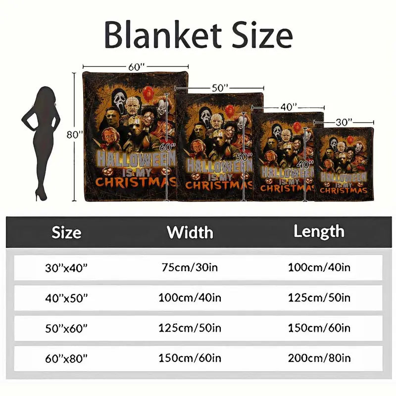 Classic Horror Movie Characters Flannel Blanket Halloween Throw Cozy Lightweight Warm Bedding - image 4