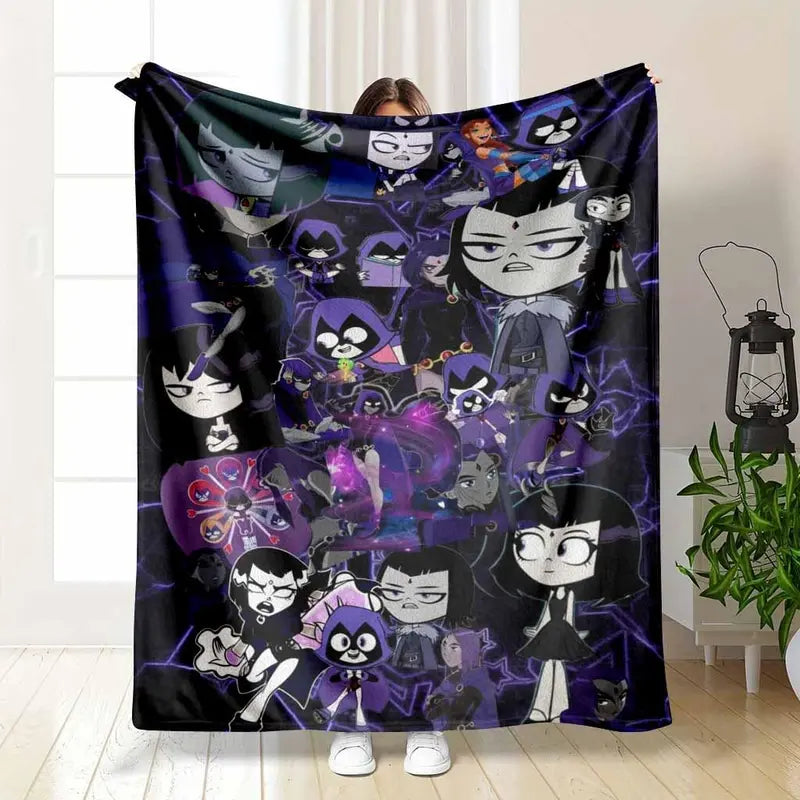 Raven Flannel Blanket - Soft Aesthetic Collage Print, Lightweight Warm Bedding for Living Room & Gifting