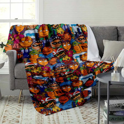 Colorful Cartoon Flannel Blanket Soft Lightweight Throw for Home & Travel - image 3