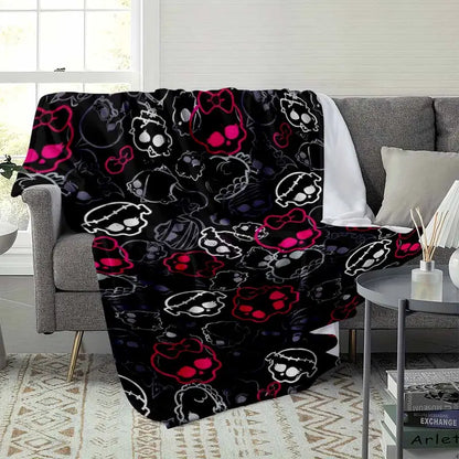 Gothic Skull Neon Pink Bow Flannel Blanket Ultra Soft Cozy Throw - image 3