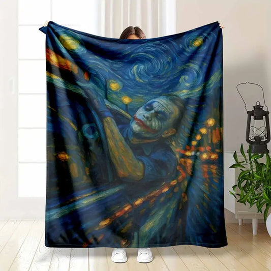 Starry Night City Lights Flannel Throw Blanket, 60x80in—Soft, Wrinkle Resistant