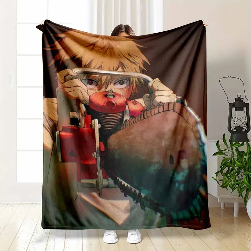Anime Character Flannel Blanket – Soft Cozy Breathable Throw