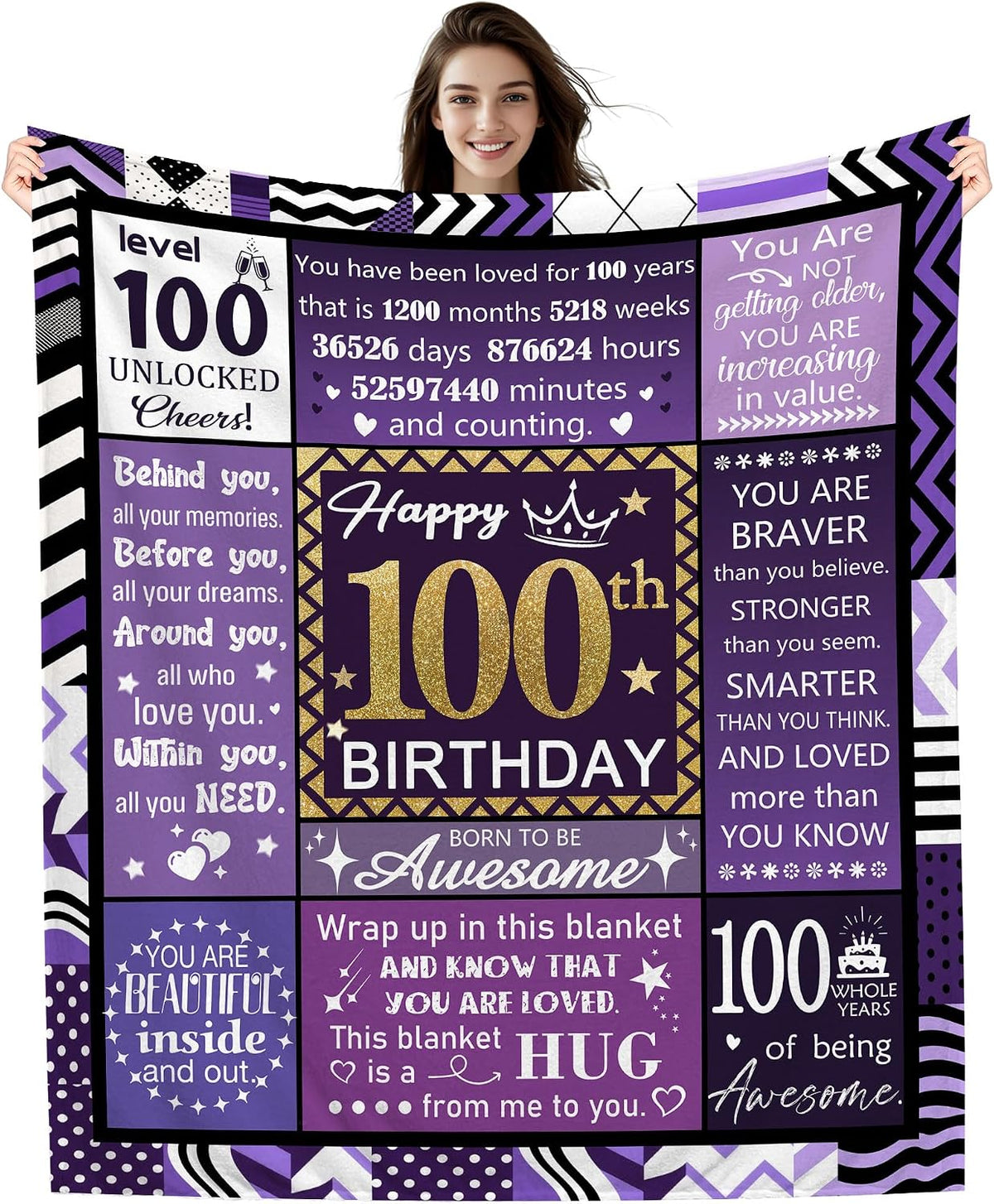 Blanket - 100th Birthday Gift Blanket for 100 Years Old Women 60'x50'
