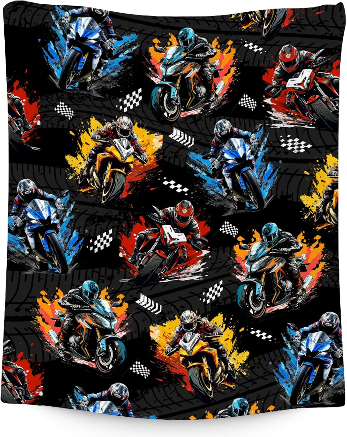 Flannel Throw Blanket - Kids Blanket for Boys Motorcycle Gifts for Toddlers - Cozy Plush Flannel Dirt Bike Throws Decor (40'x50')