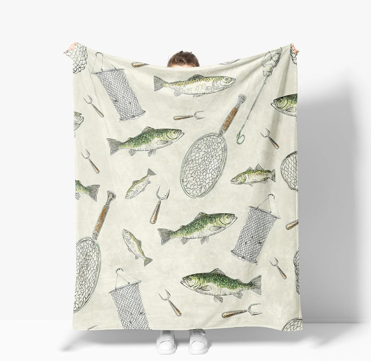 Flannel Throw Blanket - Fishing Throw Blanket Sports Warm Decor Soft Flannel Fishes Blanket Fish Fishing Gifts for Kids Boys Girls Men Women '
