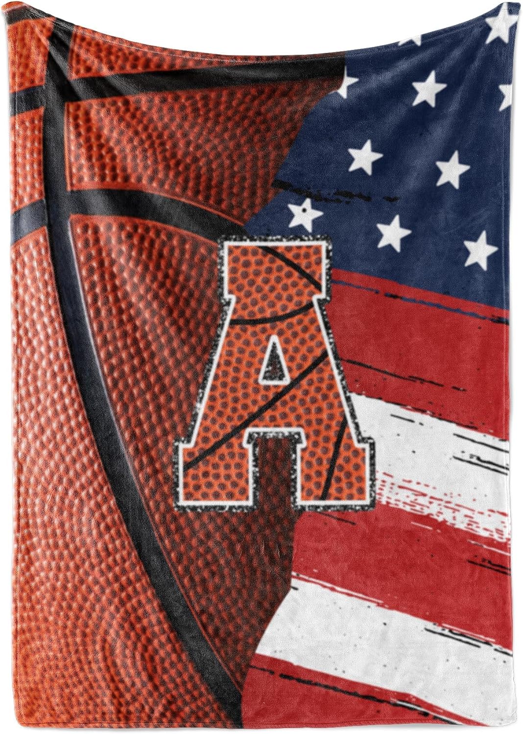 Flannel Throw Blanket - Basketball Blanket for Boys, Teen, Coaches, Personalized Blanket with Initials, Flannel Throw Blanket for Birthday, Christmas, 50x65