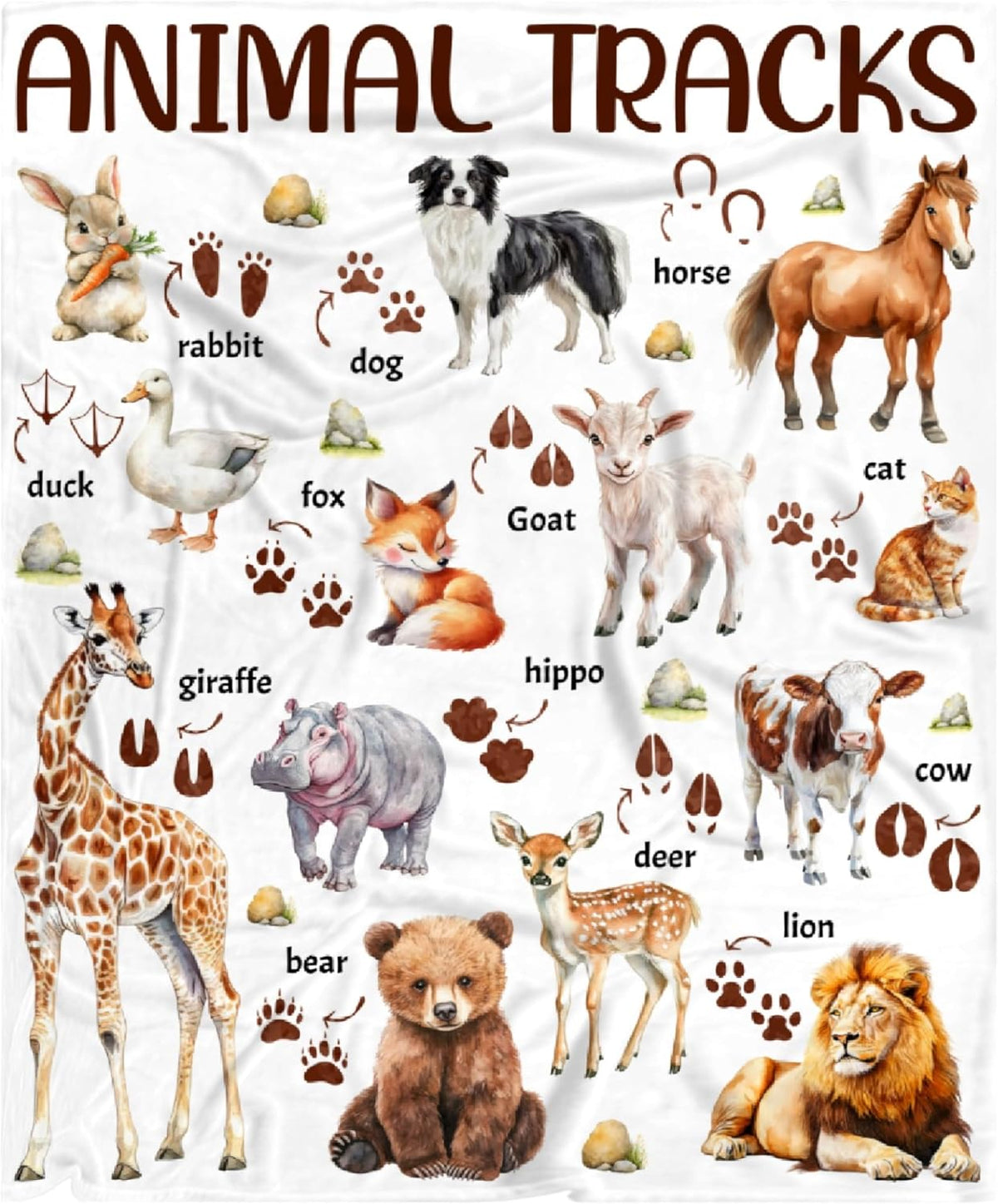 Blanket - Animal Tracks Blanket Gifts for Teens Boys Girls