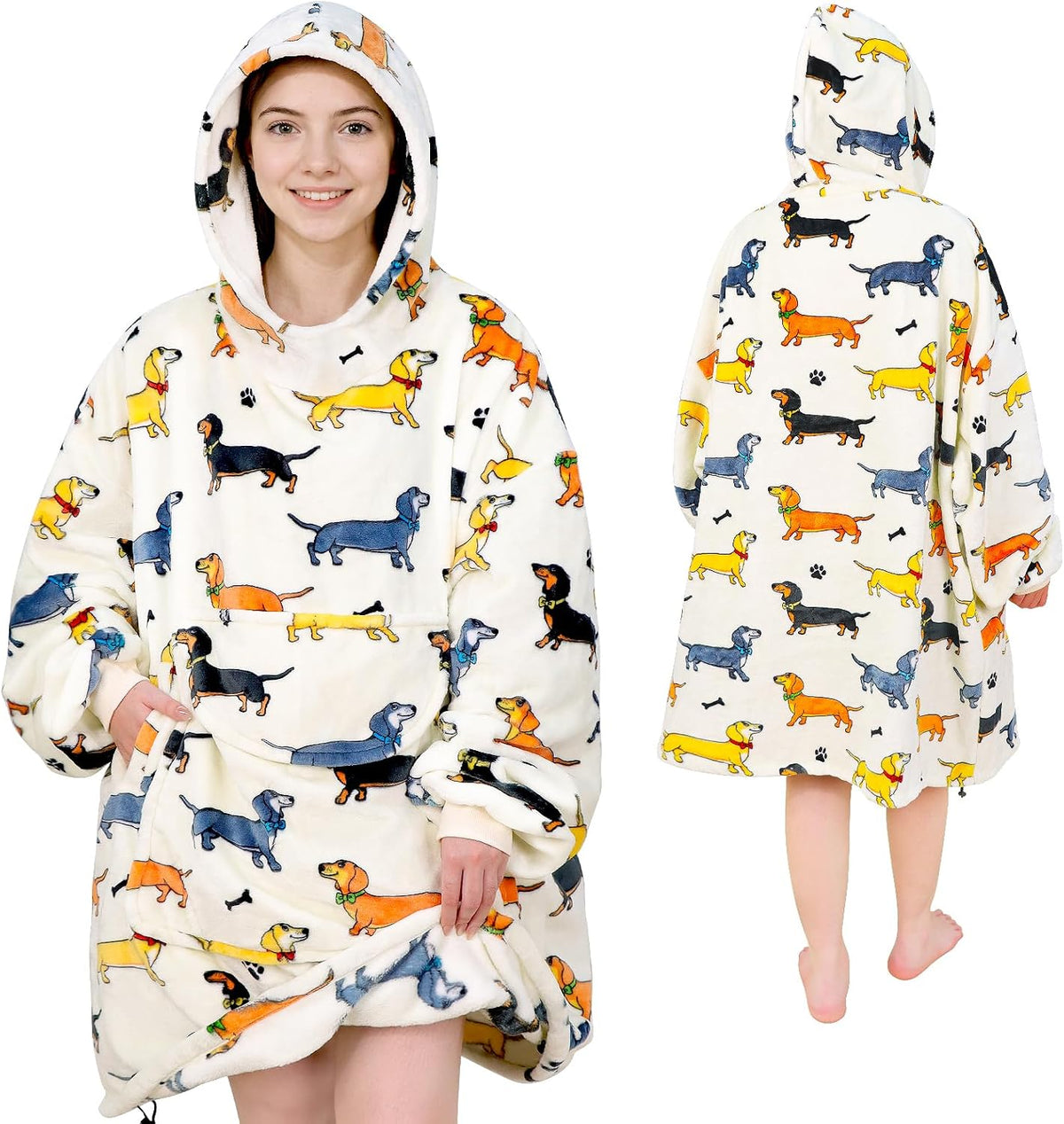 Blanket - Dachshund Gifts for Women Christmas, Wearable Blanket Hoodie