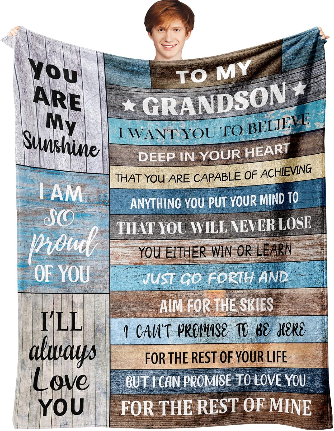 Throw Blanket - Grandson Gifts Throw Blanket 60' x 50', Grandson Birthday/Graduation Gifts, Grandson Gifts from Grandma/Grandpa/Grandparents, Birthday