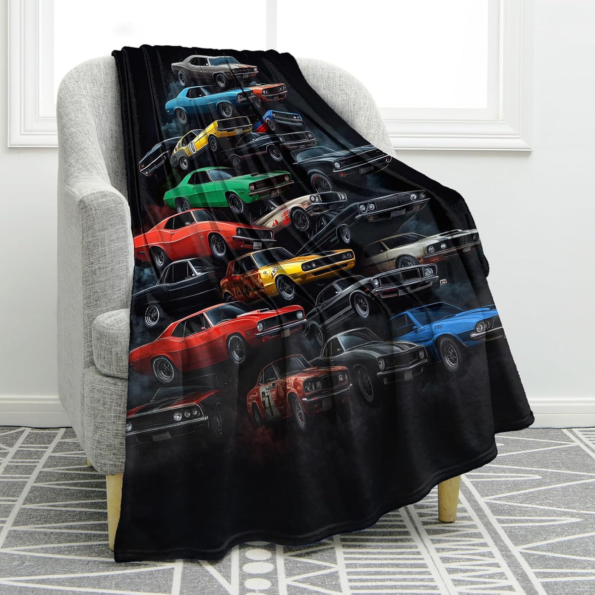 Throw Blanket - Vintage Cars Gifts for Man, Car Throw Blanket 50'x60'