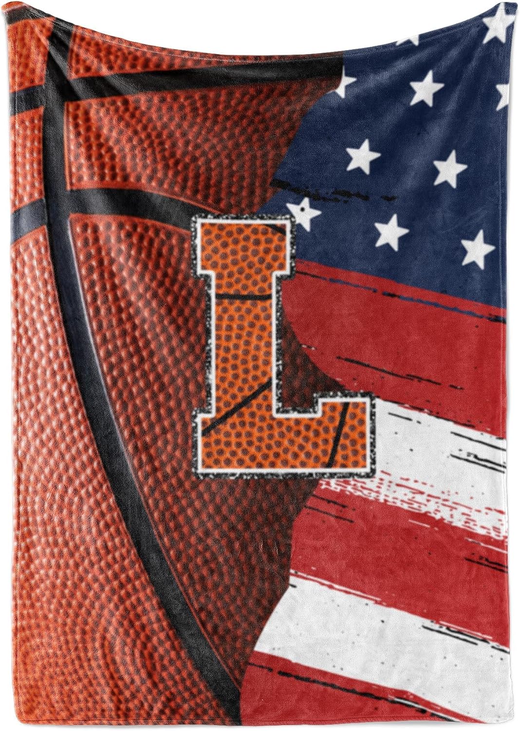 Flannel Throw Blanket - Basketball Blanket for Boys, Teen, Coaches, Personalized Blanket with Initials, Flannel Throw Blanket for Birthday, Christmas, 50x65