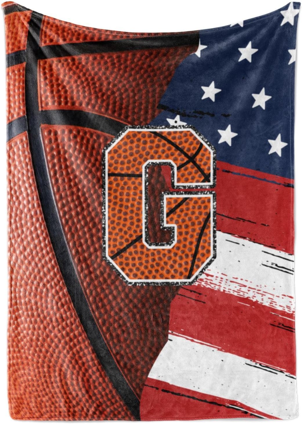 Flannel Throw Blanket - Basketball Blanket for Boys, Teen, Coaches, Personalized Blanket with Initials, Flannel Throw Blanket for Birthday, Christmas, 50x65
