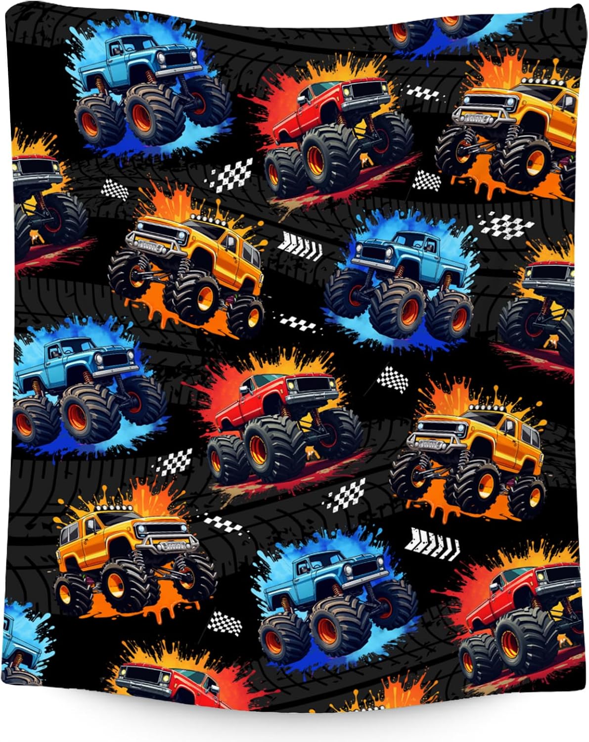 Flannel Throw Blanket - Boys Blanket - Truck Blankets for Kids Toddler - Plush Cozy Flannel Small Throws - Car-Themed Gifts for Son (40'x50')