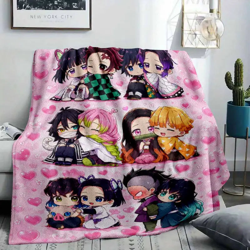 Anime Flannel Throw Blanket Cute Heart Pattern, 50×60 - image 2