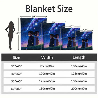 Starry Night Sky Flannel Throw Blanket – Space Anime Art, 60x80in - image 10