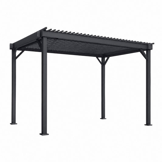 Aluminum Pergola with Adjustable Louvered Roof 3m x 3m Black