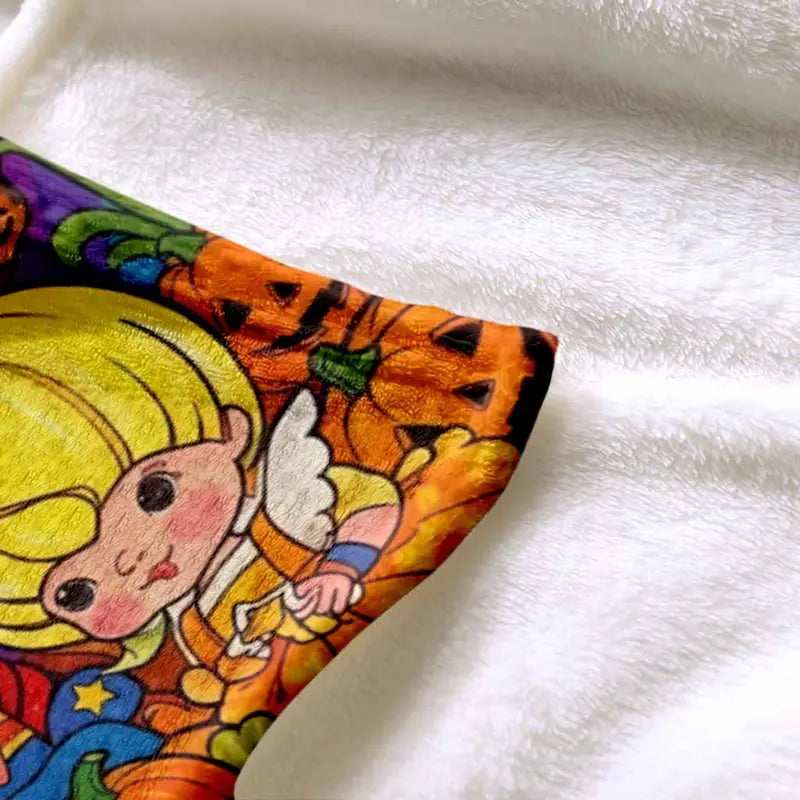 Nostalgic 80s Halloween Cartoon Flannel Throw Blanket - Spooky Cute Pumpkin - image 12