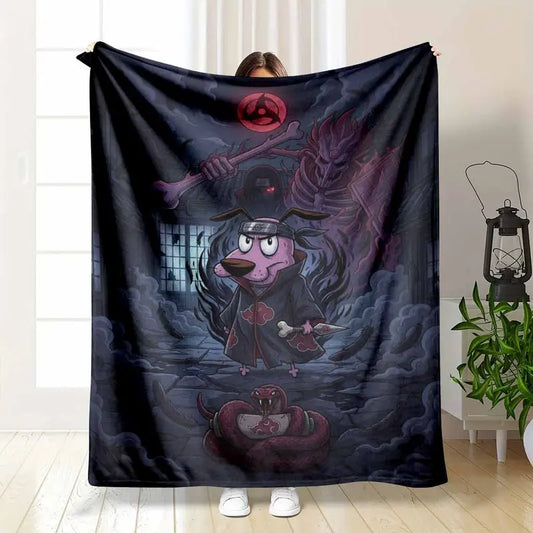 Anime Dog Ninja Flannel Blanket - Soft Lightweight Throw