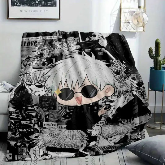 Strongest Silver Haired Sorcerer Flannel Blanket, Black/White - image 2