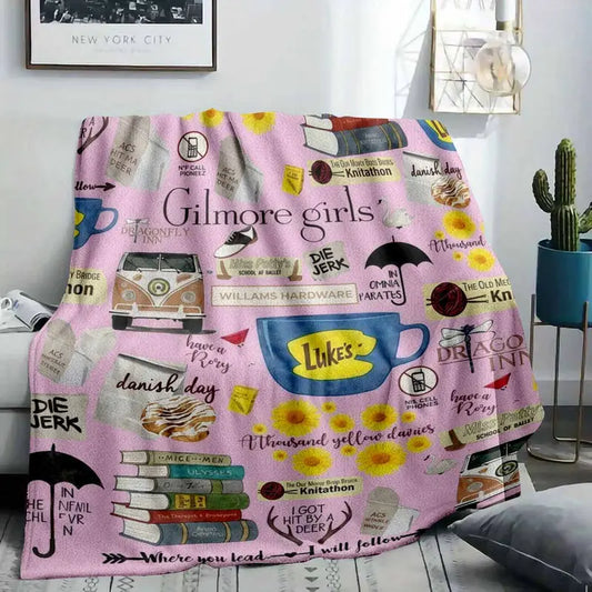 Gilmore Inspired Flannel Throw Blanket - Coffee & Daisy Print - image 2
