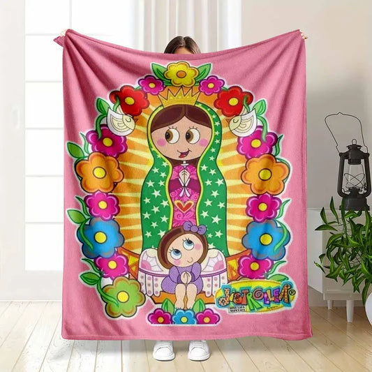 Our Lady of Guadalupe Flannel Throw Blanket