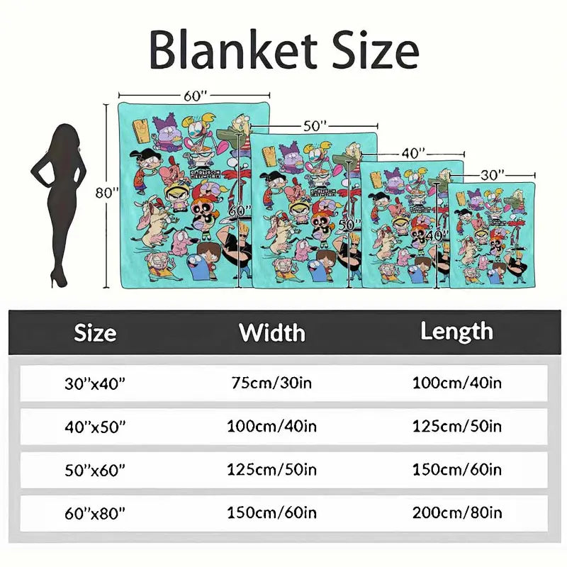 Retro Cartoon Prints Flannel Fabric Blanket - Soft & Lightweight Cozy Cover for Home & Travel - image 4