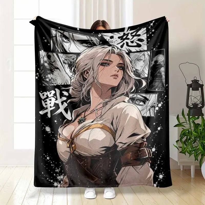 Fantasy Warrior Maiden Flannel Throw Blanket, Soft