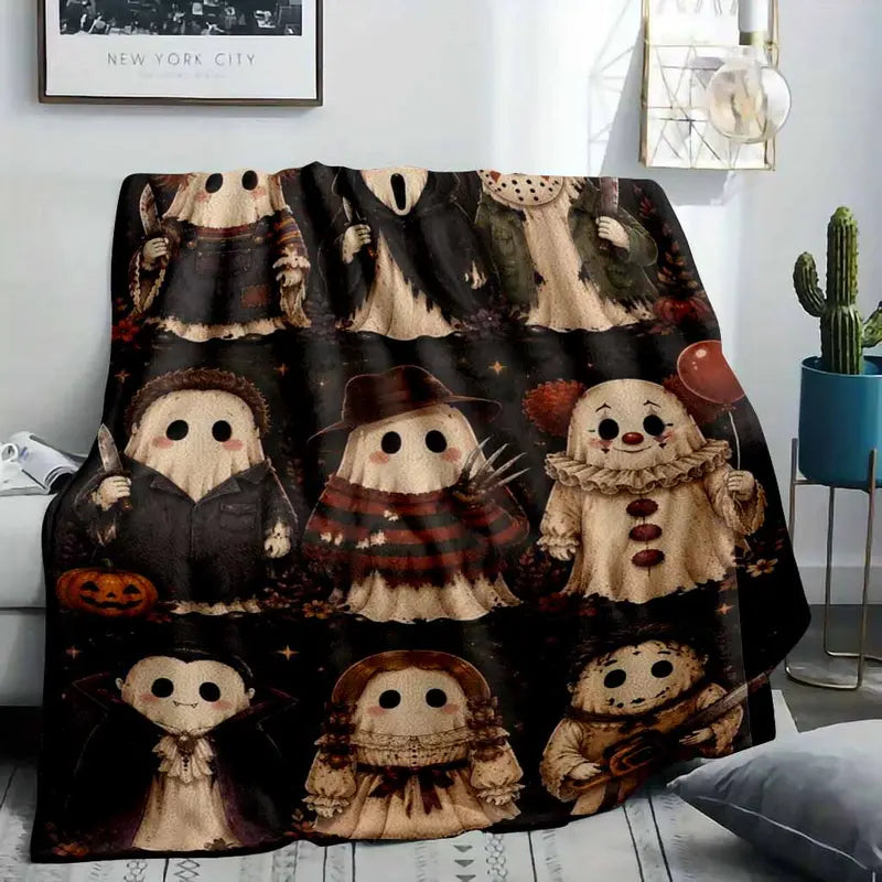 Horror Movie Flannel Blanket Ghost Print Fleece Throw - image 2