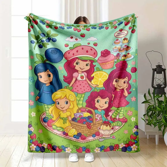 Berry Friends Flannel Throw Blanket - Ultra-Soft Wrinkle-Resistant Plush Fleece