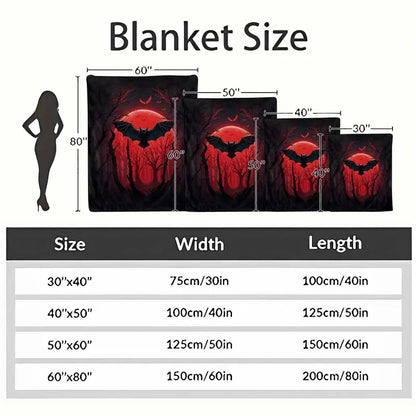 Gothic Bat Flannel Blanket with Red Moon Dark Forest Print Thermo Throw for Halloween Home & Outdoor - image 4
