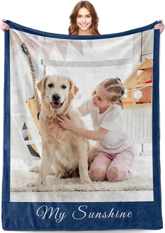 Blanket - Personalized Pet Memorial Blanket with Photo, Custom Dogs Picture Blanket