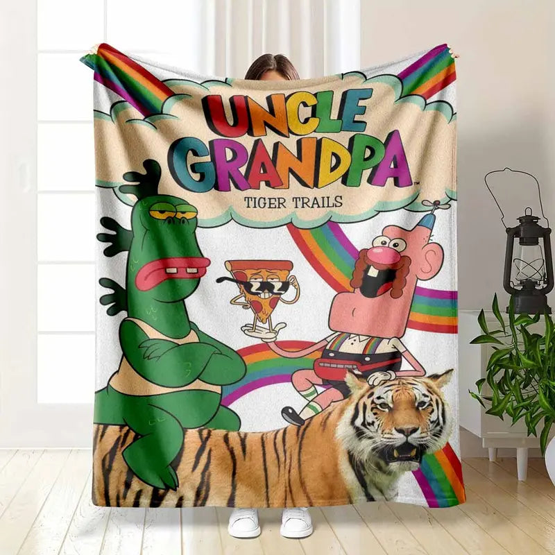 Cartoon Tiger Rainbow Print Flannel Blanket - Soft, Lightweight, Breathable Bedding - image 7