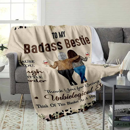 Flannel Fleece Blanket - Badass Bestie Leopard Print Friendship Throw - Wrinkle-Resistant Soft Warm Companion for Couch and Gift - image 3