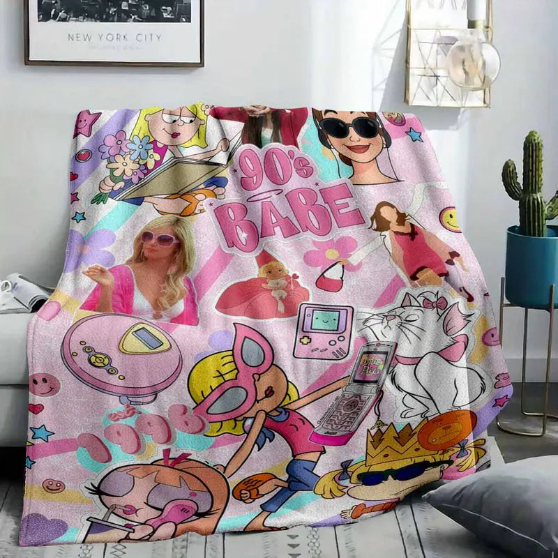 Y2K Retro Pink Flannel Blanket Throw - image 2