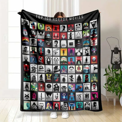 Retro Cinema Flannel Throw Blanket, Soft Warm, Various Sizes
